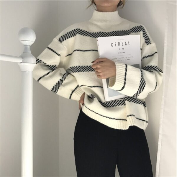 Half-turtleneck Minimalist Knitted Pullovers Elegant
