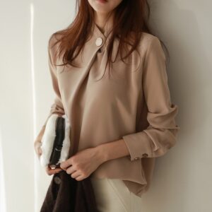 Formal Round Neck Long Sleeve Tops