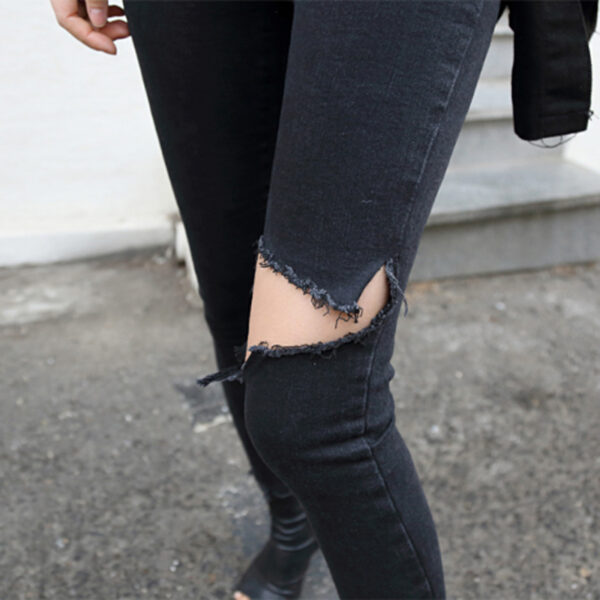 Irregular Stretch Ripped Skinny Denim Jeans