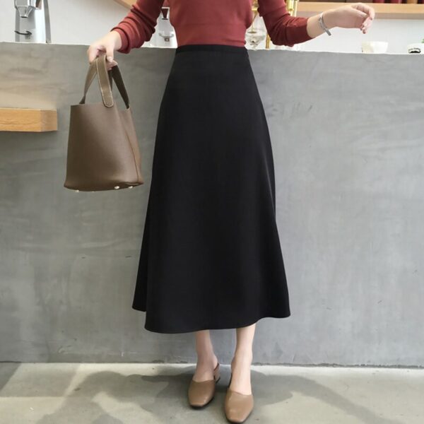 Elegant High Waist Zipper Mid-length Skirt
