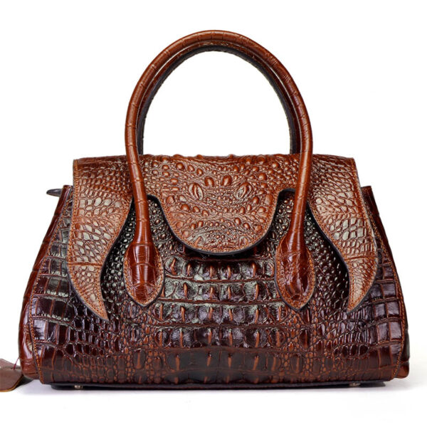 Retro Genuine Leather Crocodile Pattern Handbag